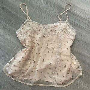 Floral Lace Trim Camisole Top